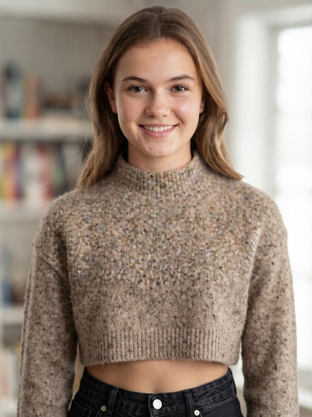 Culture cropped alpaca wool blend top